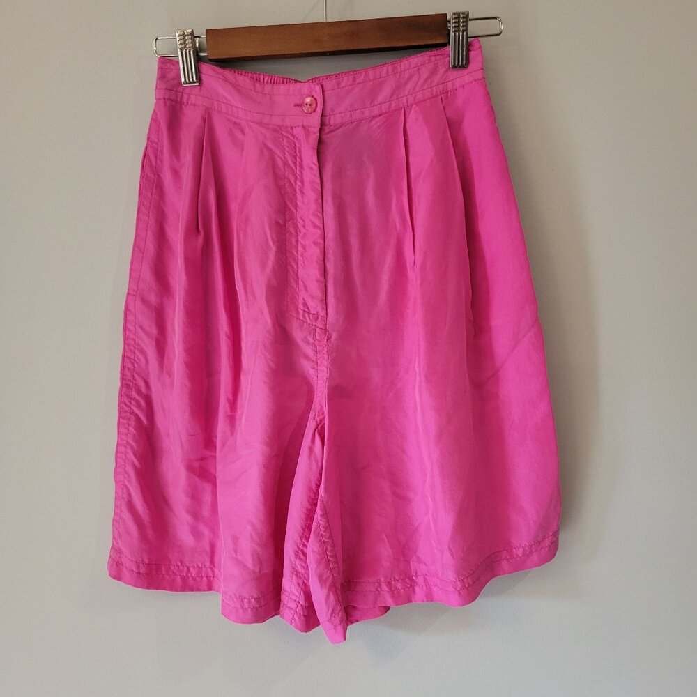 VTG Diane Gilman Hot Pink 100% Silk Shorts